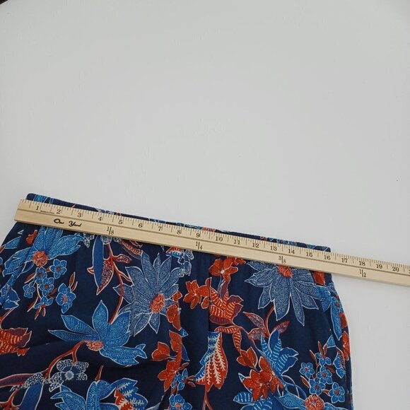 J. Jill Sarasa Tropical Full Leg Cropped Pants Blue Women's M Floral Beach Boho - Picture 8 of 10